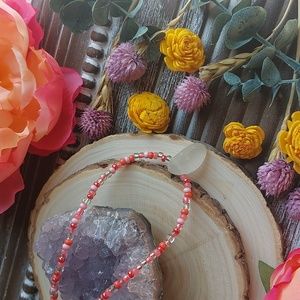 Beach Glass Necklace, Sea glass necklace, Pink, Beachy, surfer